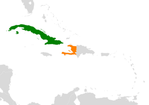 Mapa indicando localização de Cuba e do Haiti.