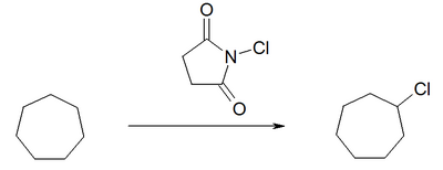 Chlorination of cycloheptane using N-chlorosuccinimide