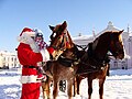 A man dressed as Santa Claus in Sanok, Poland