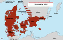 Dänemark bis 1658: Wie Skåne und Blekinge wurde Bornholm 1658 zunächst schwedisch besetzt, befreite sich aber kurze Zeit später. Der Frieden von Kopenhagen 1660 bestätigte den Verbleib bei Dänemark.