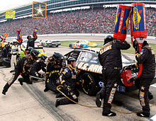 Joe Nemechek's No. 01 car during a pit stop in the 2006 Dickies 500 Dickies 500 Army.jpg