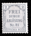 FREI DURCH ABLÖSUNG Nr. 21, Duitse dienstzegel van 1903