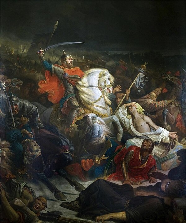 Dmitry Donskoi in the 1380 Battle of Kulikovo, painting by Adolphe Yvon, 1849