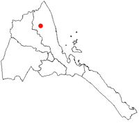 Location of Nakfa in Eritrea