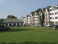 Apartments and clubhouse in 1930s-built Ealing Village Ealing Village apartments and clubhouse. - geograph.org.uk - 251565.jpg