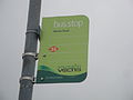 The bus stop flag at Hendy Road, East Cowes, Isle of Wight in November 2011. At the time, it was served by Southern Vectis buses on route 25 to East Cowes and Newport. However, later in May 2012, this service was withdrawn and replaced with route 34.