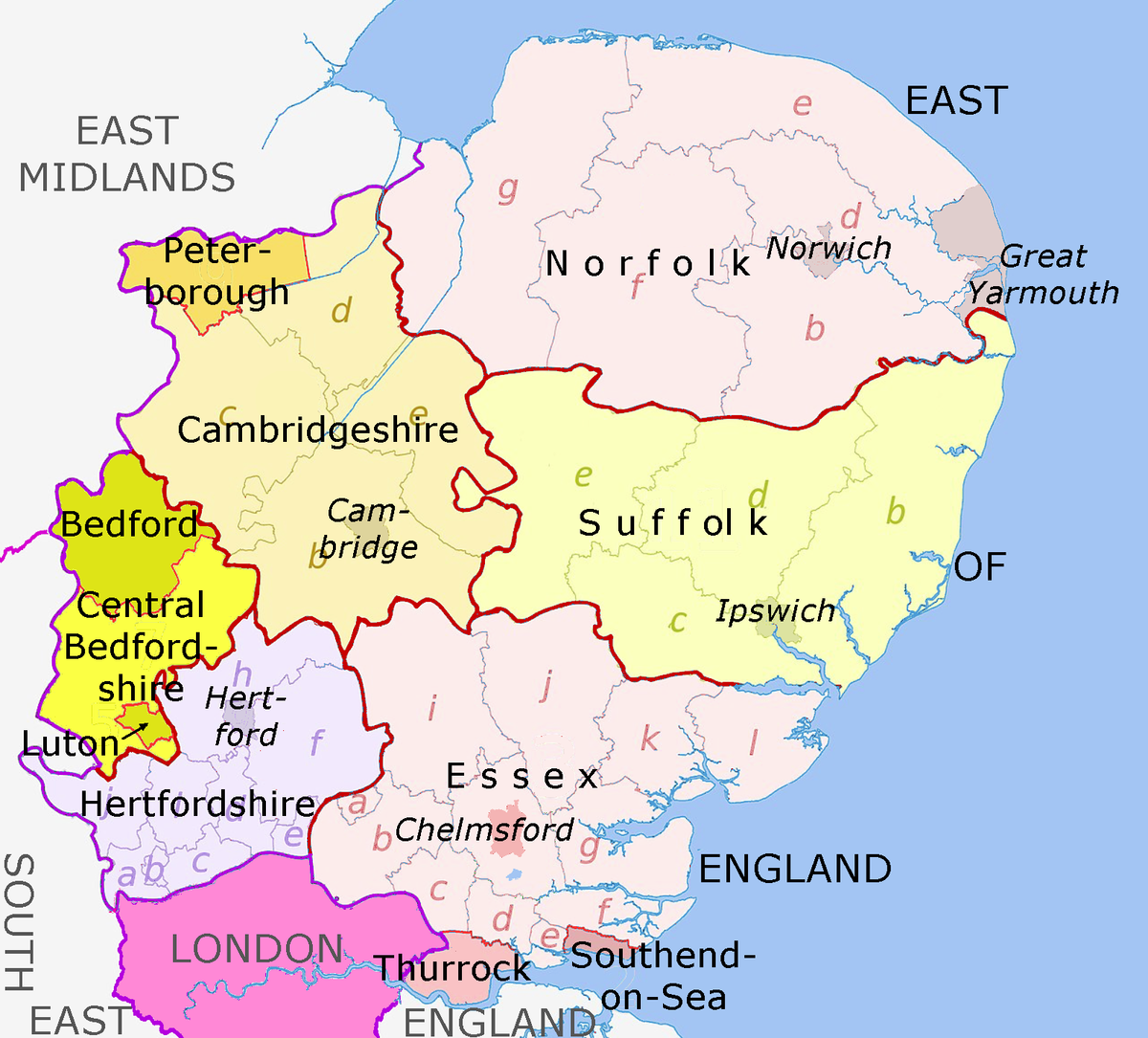 Map Of East Anglia Counties File:east Of England Counties.png - Wikimedia Commons