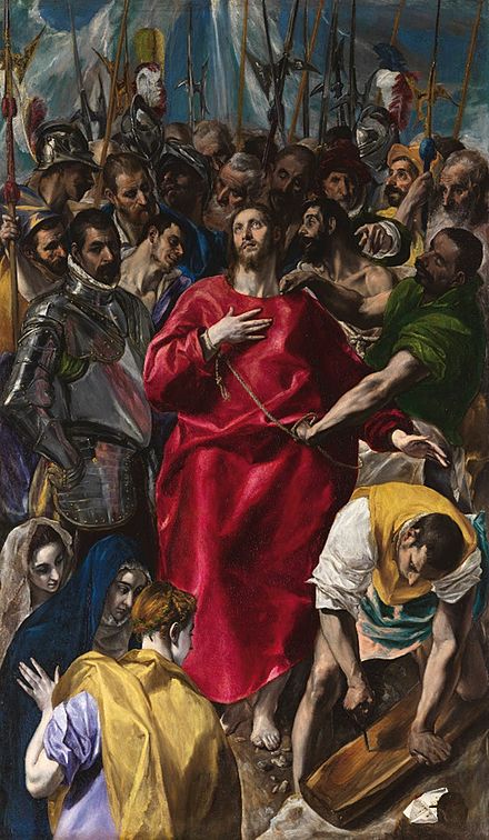 The Disrobing of Christ (El Espolio) (1577–1579, oil on canvas, 285 × 173 cm, Sacristy of the Cathedral, Toledo) is one of the most famous altarpieces of El Greco. El Greco's altarpieces are renowned for their dynamic compositions and startling innovations.