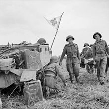 A Universal Carrier of the 49th (West Riding) Infantry Division during Operation Epsom being used to evacuate wounded. Epsom27June.jpg