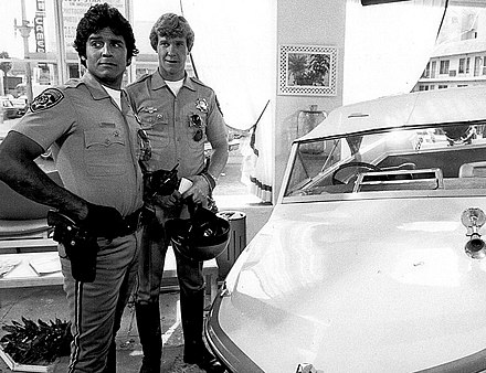 Estrada and Larry Wilcox on CHiPs in 1977.