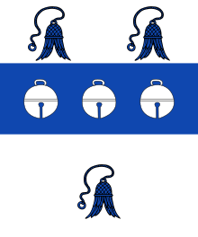 Escutcheon of the Bell baronets of Rounton Grange and Washington Hall Escutcheon of the Bell baronets of Rounton Grange and Washington Hall (1885).svg