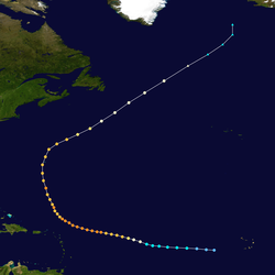 Hurikán Fabian Trajectory