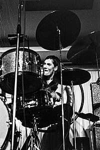 El batería Mick Fleetwood en vivo en 1970 en Hannover