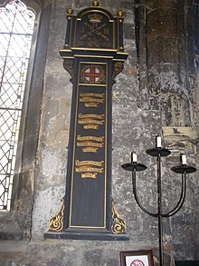 Wall plaque in Holy Trinity Church commemorating past lord mayors Thomas Mosley 1687, Robert Fairfax 1715, James Rowe 1749 & 1768 and Richard Garland 1767 Former Lord Mayors of York - geograph.org.uk - 1516000.jpg