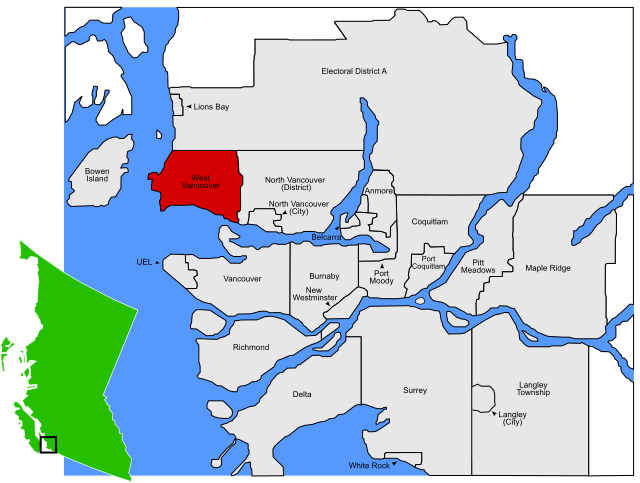 Localização de West Vancouver na Metro Vancouver