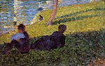 Georges Seurat - Etude pur-un-dimanche-apres-midi-a-l-ile-de-la-grande-jatte-1884 PC 117.jpg