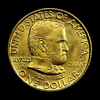 Grant Memorial coinage US 1922 gold dollar and silver half dollar