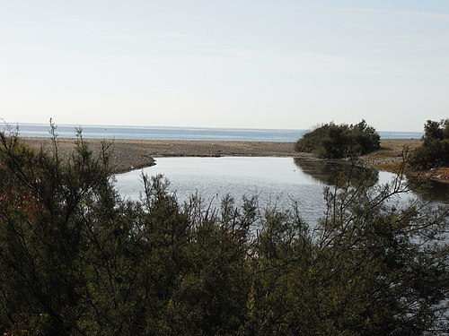 Mouth of the Guadalmina River. View towards the Mediterranean