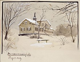 Blanches malmgård, Karlavägen, Östermalm. Huvudbyggnaden revs 1889.