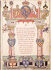 The frontispiece of the record of the heraldic visitation of Ulster King of Arms, Daniel Molyneux. This was undertaken in the city of Dublin in February 1607.