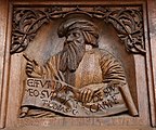 English: Detail from the choir stalls at the Stiftskirche in Herrenberg. Left side of the choir. Made by Heinrich Schickhardt der Ältere 1513-1517