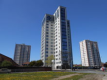 Montgomery House, Alexander House and Churchill House. In April 2016 Churchill House and Montgomery House were demolished. The demolition of Montgomery House failed causing the area to be evacuated.