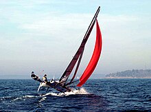 Hobie Tiger flying its asymmetrical spinnaker HobieCatTiger SUVLM06 3.jpg