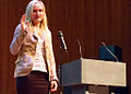 Lila Tretikov, Executive Director of The Wikimedia Foundation, at the opening of Wikimania 2014.