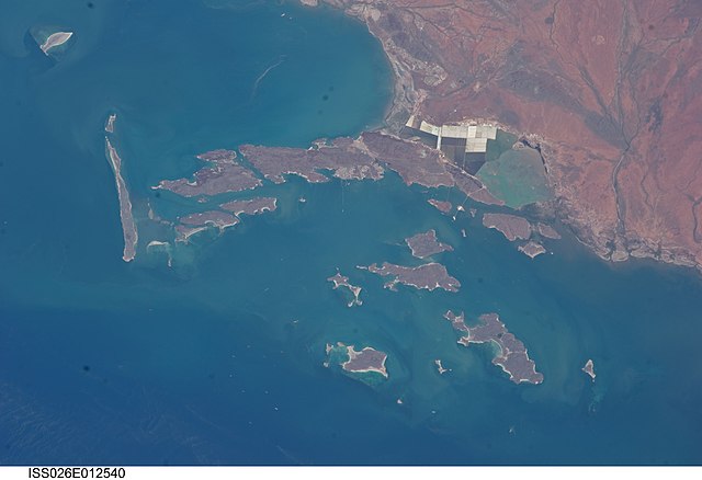 Satellite image of the Dampier Archipelago on 24 December 2010.