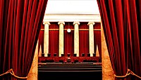 The Supreme Court courtroom interior with its Siena marble.