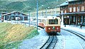 Tog fra Jungfraubahn ved banegården i Kleine Scheidegg