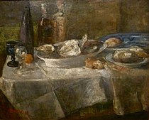 J. Ensor, 1882: 'Stilleven met oesters', olieverf op doek