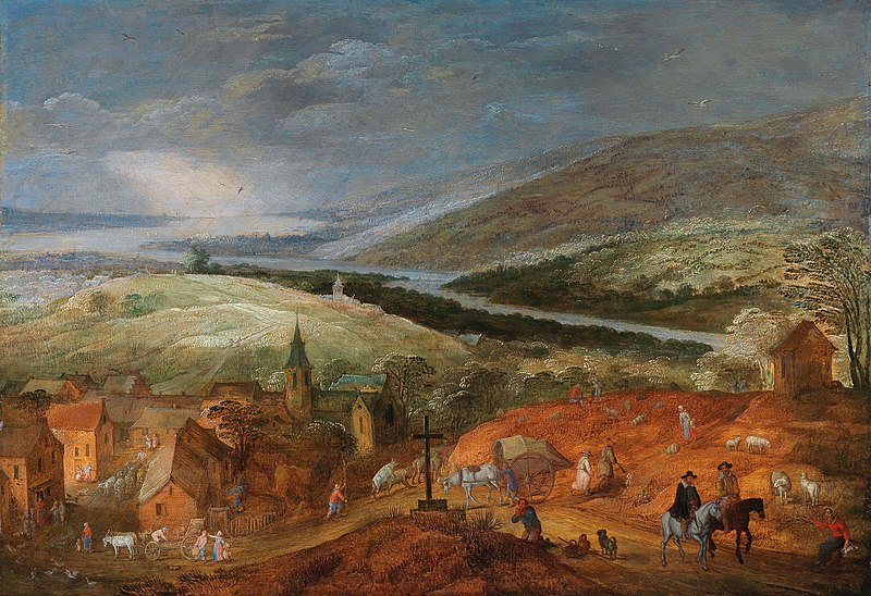 File:Jan Brueghel II and Joos de Momper II - An extensive mountainous river landscape with travellers near a village.jpg