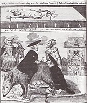 From an 18th-century etching from Bruckenturm. Above: The murdered body of Simon of Trent. Below: The "Judensau" Judensau Frankfurt.jpg