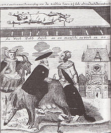 17th-century Judensau engraving, based on a 15th-century painting Judensau Frankfurt.jpg