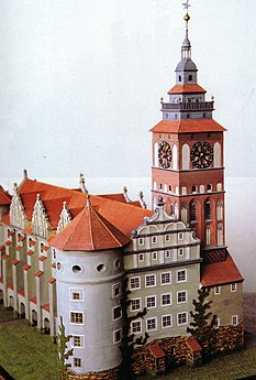 Iglesia del castillo con dos torres redondas, 1597 Königsberg, estilo renacentista