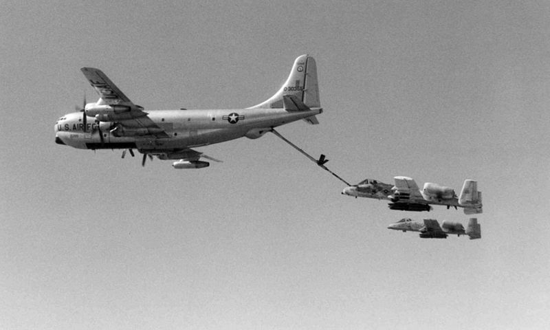 File:KC-97L Texas ANG refueling A-10s 1977.jpg