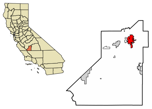 Location of Hanford in Kings County, California