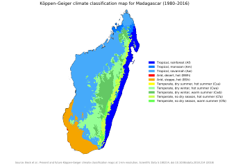 A Köppen climate classification map of Madagascar