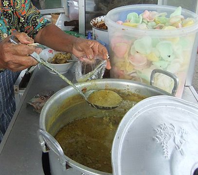 Lontong opor is a common breakfast in Cilacap.