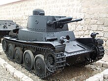 A LT vz. 38 Czech LTL exported to Peru and designated as LTP LTP tank preserved at Real Felipe, Callao, Peru.JPG