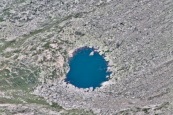 The Lac Bleu, a cirque lake in Chamonix, France.