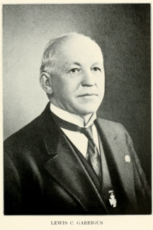 Lewis C. Garrigus, Portland lawyer who resigned in 1895 under threat of disbarment for embezzlement, and was readmitted to the bar ten years later. Lewis C Garrigus ca 1911.png