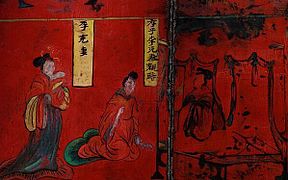 Li Ch'ung and his wife. Lacquer painting over wood, Northern Wei.jpg