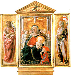 Triptych of the Madonna of Humility with Saints (c. 1470) by Filippo Lippi Lippi, trittico madonna.jpg