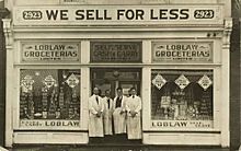 Loblaw Groceterias Limited, store No. 1, 2923 Dundas St. W., Toronto, Ontario, postcard, c. 1919. Loblaw Groceterias Limited Store No 1 Toronto ca 1919.jpg