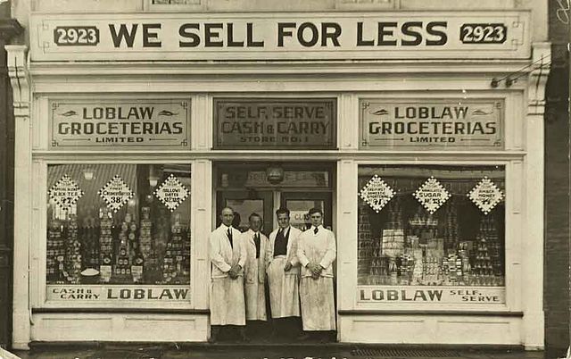 Loblaw Groceterias Limited, store No. 1, 2923 Dundas St. W., Toronto, Ontario, postcard, c. 1919.