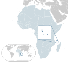 Location of the Comoros Islands. Location Comoros AU Africa.svg