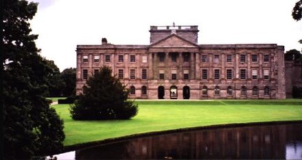 Lyme Park in Cheshire, England. The main facade is divided by pilasters into fifteen bays, equalling the number of windows.