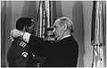 Lyndon Johnson decorates Dwight Johnson with MOH